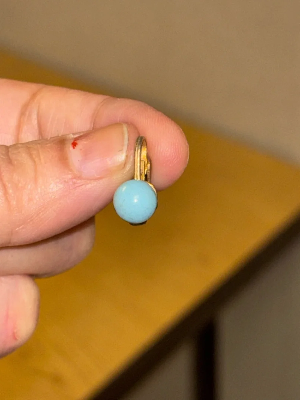 Vintage estate sale Gold-Tone Clip-On Earrings with Light Blue Beads